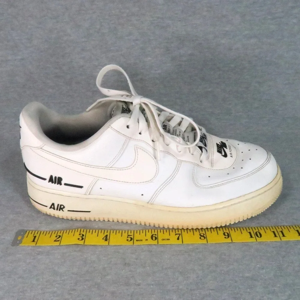 Nike Air Force 1 '07 LV8 Double Air Shoes Mens 10 White Black Low Top CJ1379-100